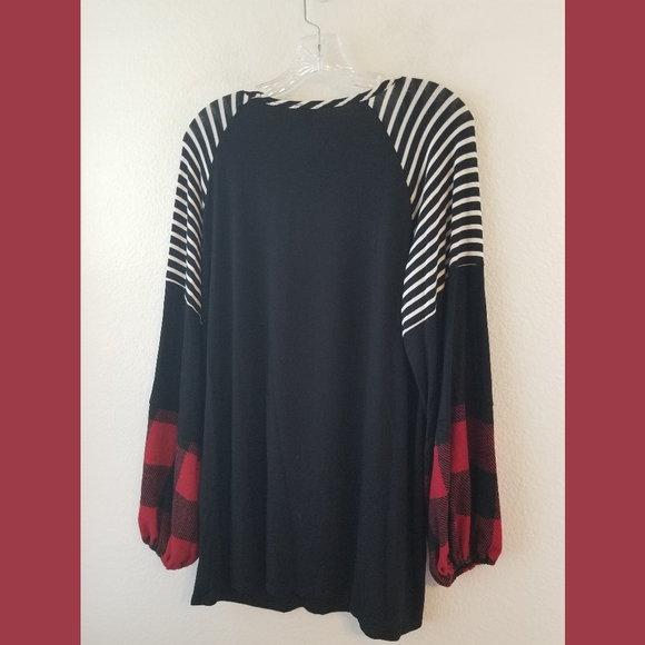 Simply Obsessed LS Mixed Print Tunic Top Large - Picture 5 of 6